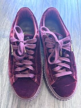 Puma Fenty X Women’s Burgundy Velvet Platform Sneakers